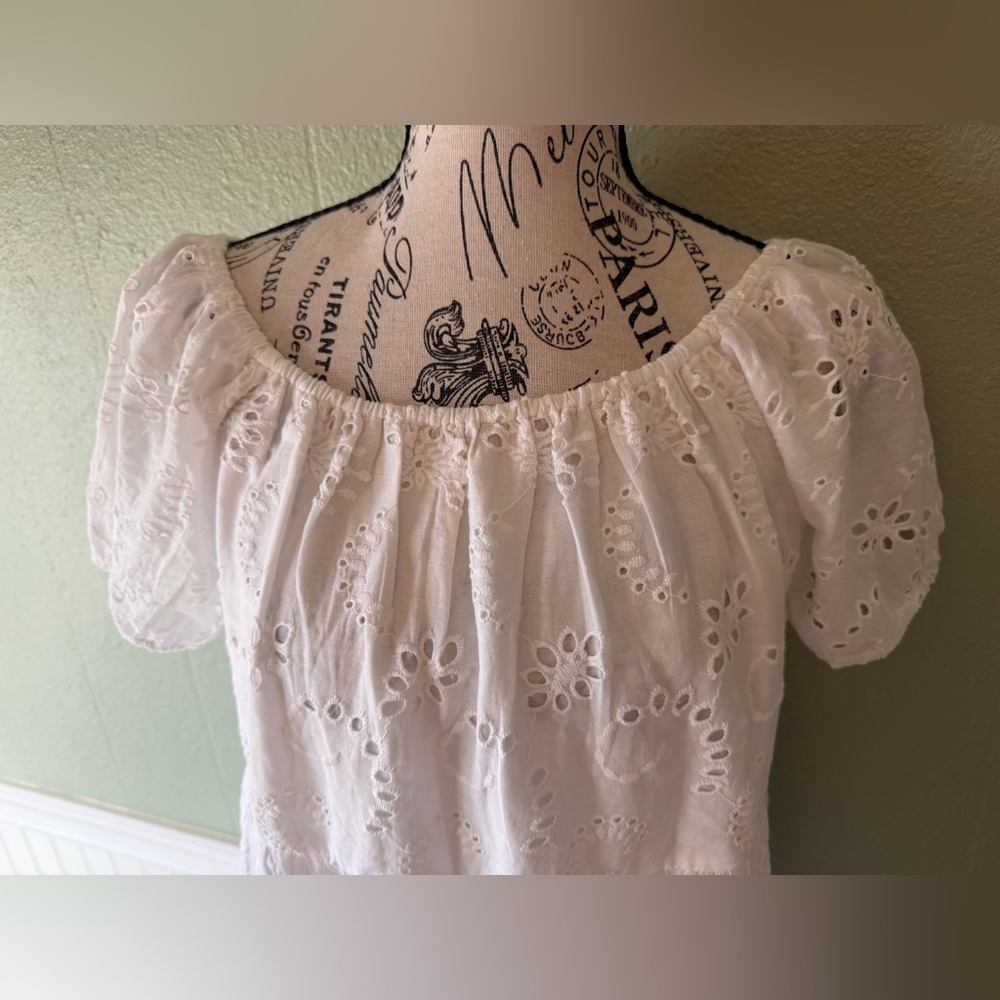 Debbie Katz South Beach Elegant White Eyelet Dress. L. - Picture 2 of 11